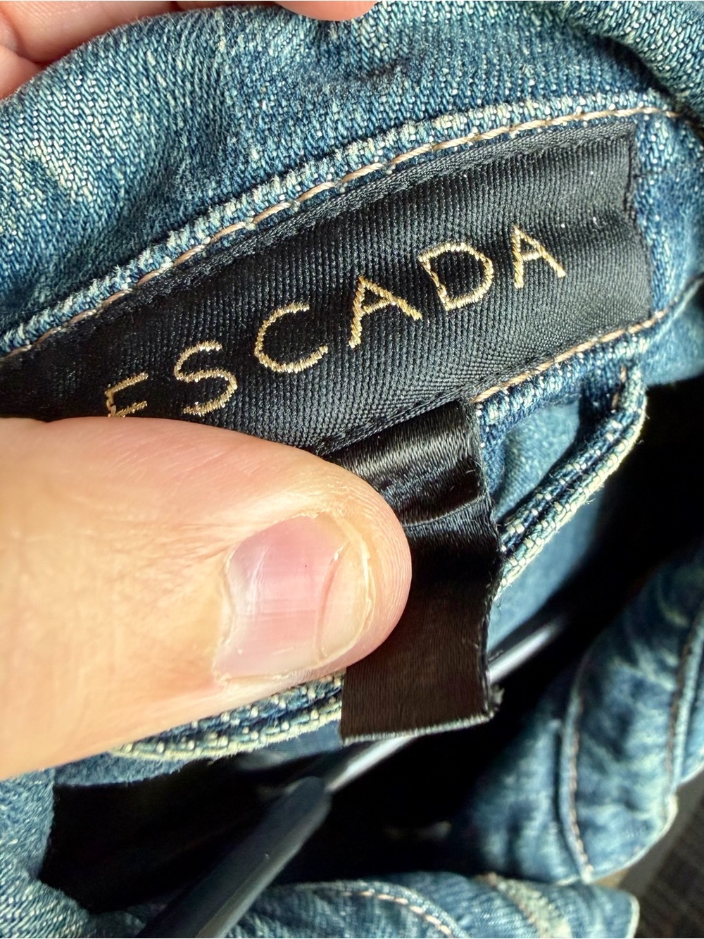 Rare Escada Sport Archive Crop Denim Jacket Rhinestone Horseshoe Y2K EU 36 US 4 - Picture 3 of 5